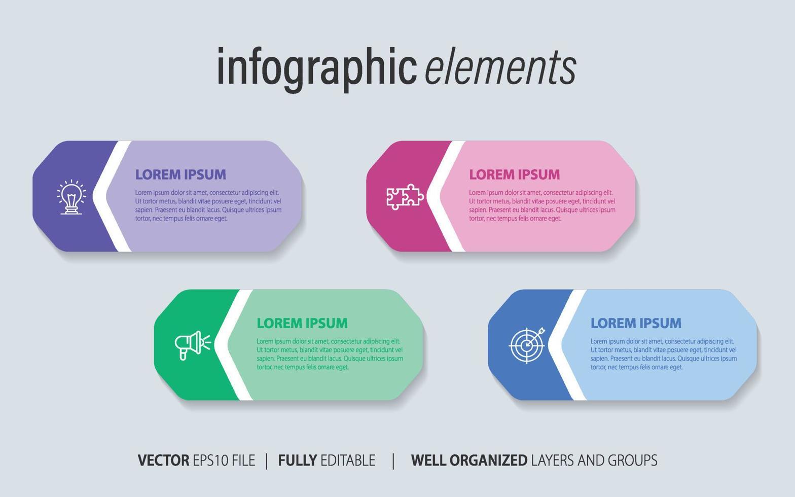 Geschäft Infografik Vorlage Design mit Zahlen 4 Optionen oder Schritte. vektor