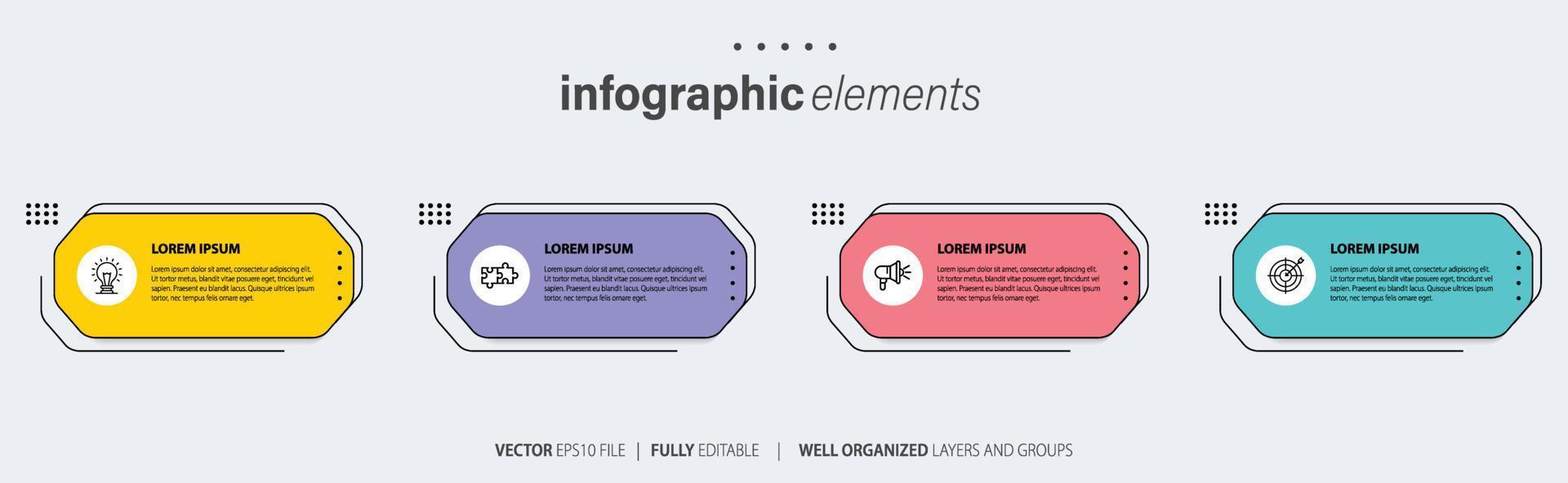 Geschäft Infografik Element mit 4 Optionen, Schritte, Nummer Vektor Vorlage Design