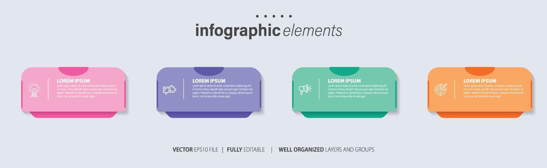 Präsentations-Business-Infografik-Vorlage mit 4 Optionen. Vektor-Illustration. vektor