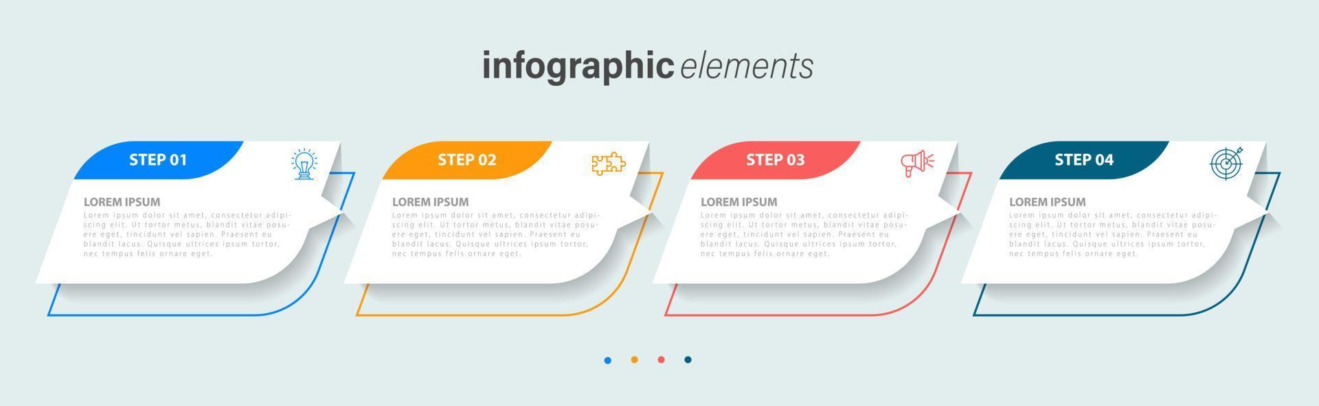 Vektor-Infografik-Designvorlage mit 4 Optionen oder Schritten vektor