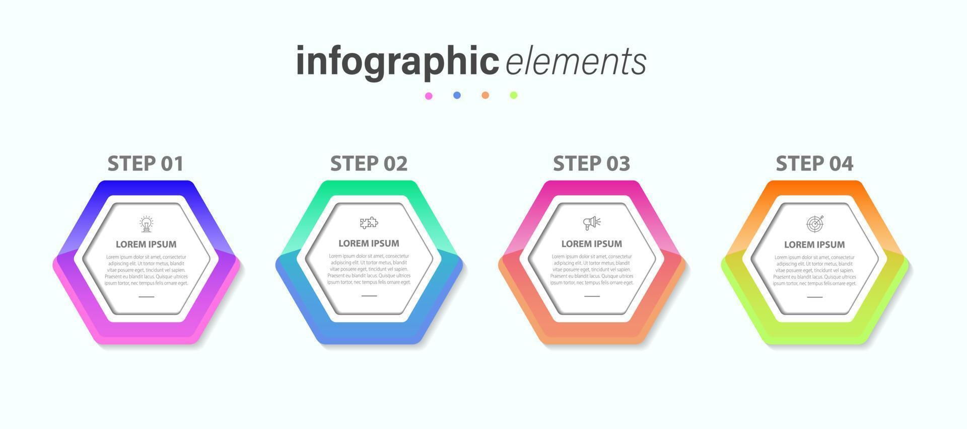 Vektor-Infografik-Etikettendesign-Vorlage mit Symbolen und 4 Optionen oder Schritten. kann für Prozessdiagramme, Präsentationen, Workflow-Layouts, Banner, Flussdiagramme und Infografiken verwendet werden. vektor