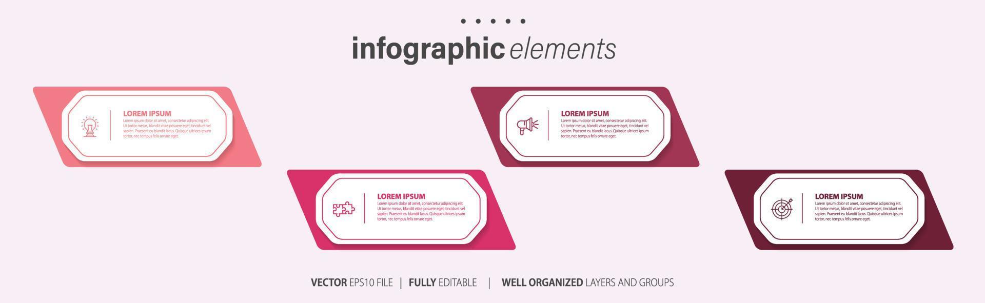 Geschäft Infografik Element mit 4 Optionen, Schritte, Nummer Vektor Vorlage Design