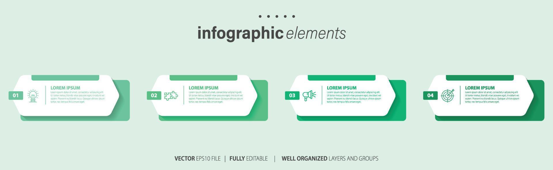 modern Infografik Vorlage mit 4 Schritte. Geschäft Kreis Vorlage mit Optionen zum Broschüre, Diagramm, Arbeitsablauf, Zeitleiste, Netz Design. Vektor eps 10