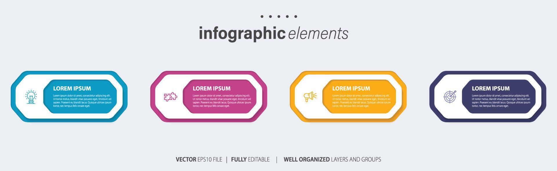 företag infographic element med 4 alternativ, steg, siffra vektor mall design