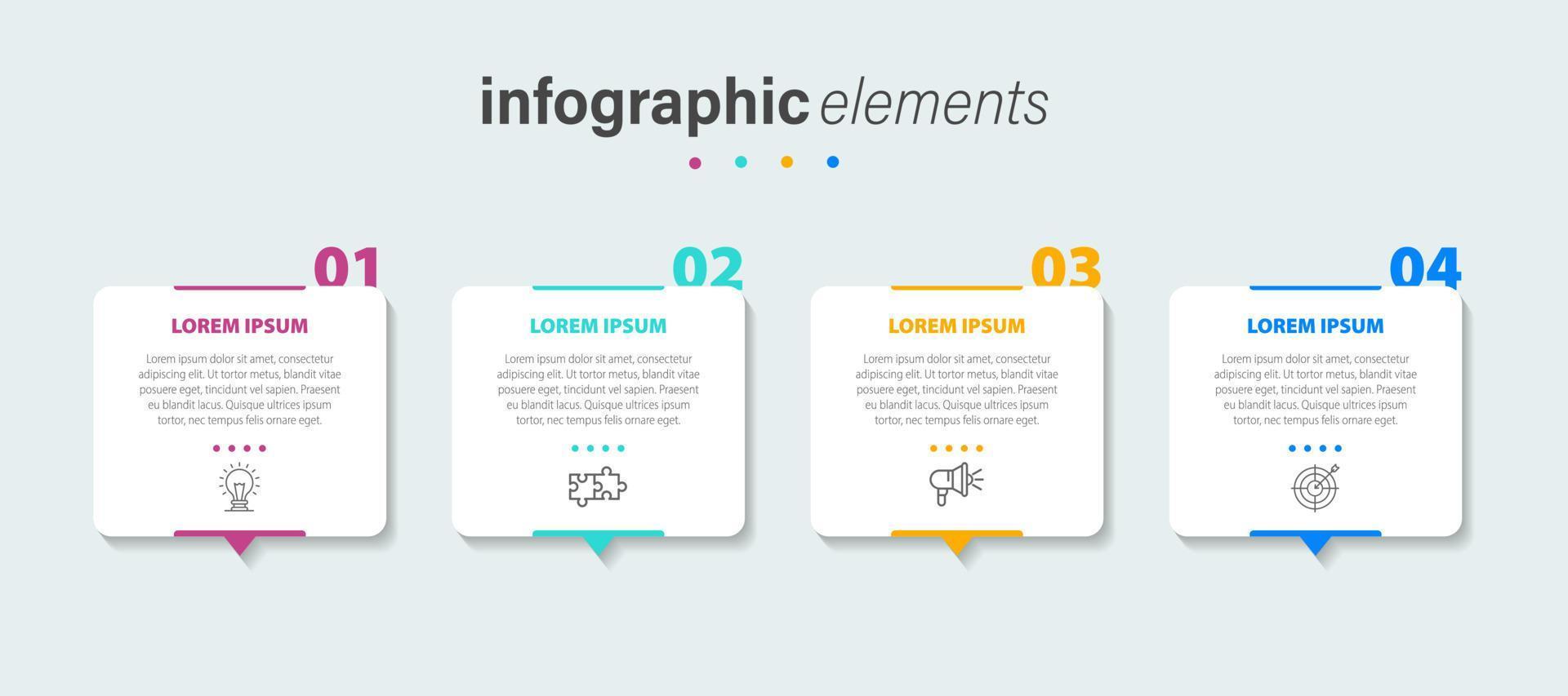 företag infographic element mall design med ikoner och 4 alternativ eller steg. vektor illustration.