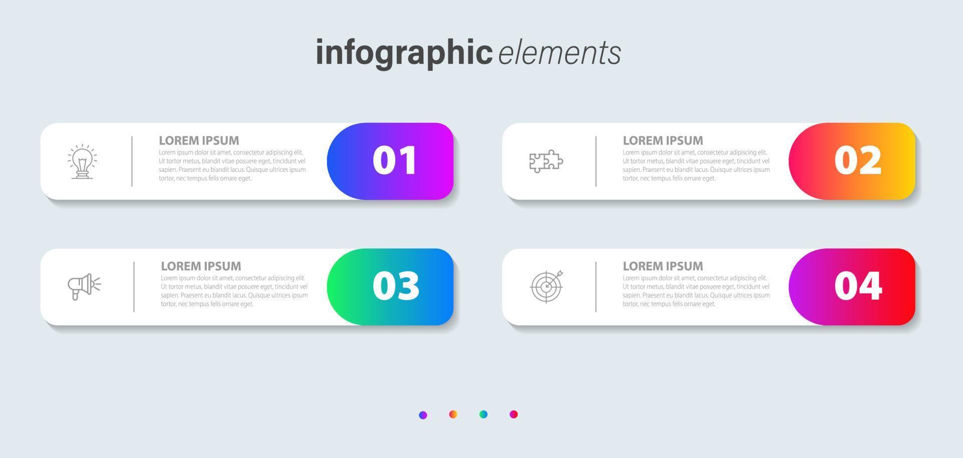 vektor infographic etikett designmall med ikoner och 4 alternativ eller steg. kan användas för processdiagram, presentationer, arbetsflödeslayout, banner, flödesschema, infograf.