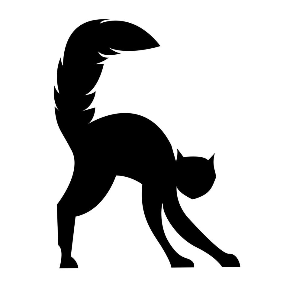 katt silhuett illustration i platt stil vektor