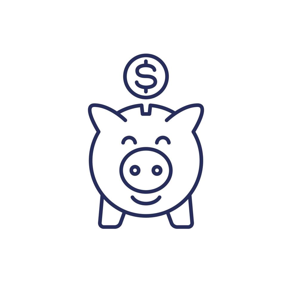 Schweinchen Bank, Ersparnisse Linie Symbol vektor