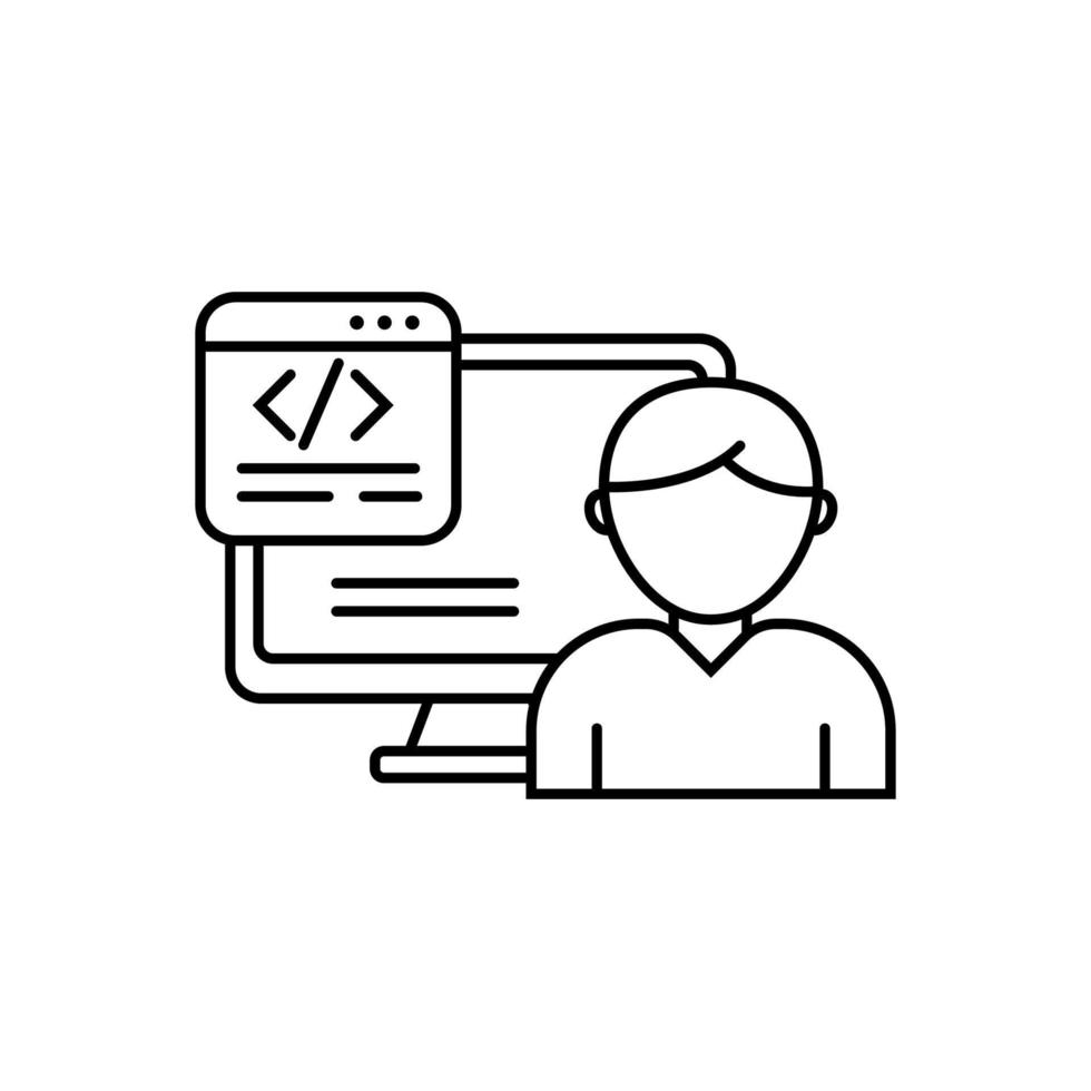 Programmierer Symbol im linear Stil isoliert auf Weiß Hintergrund vektor