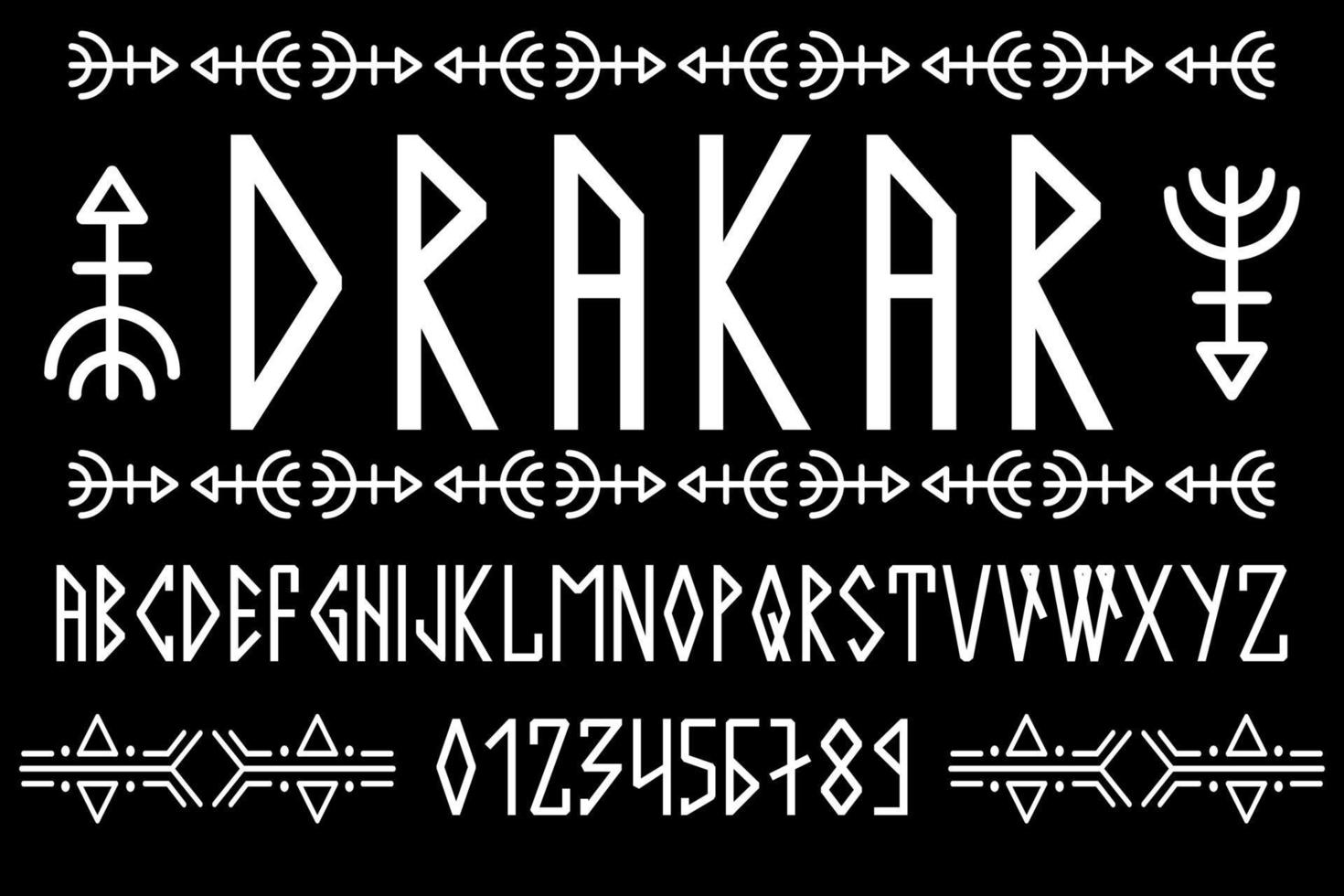 skandinaviskt manus, med stora bokstäver i stil med nordiska runor. modern design vektor