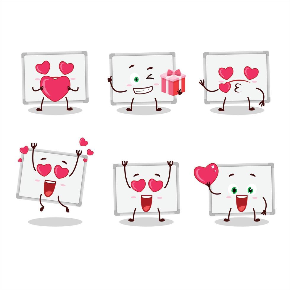 Whiteboard Karikatur Charakter mit Liebe süß Emoticon vektor