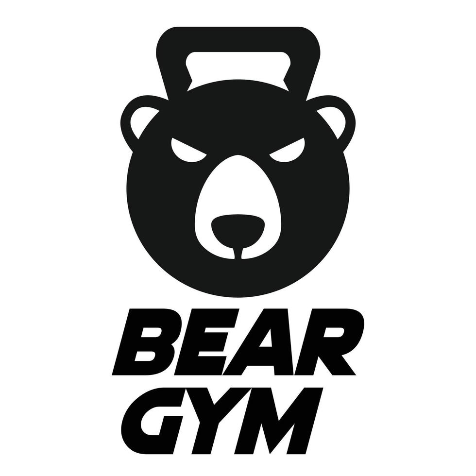 modern vektor platt design enkel minimalistisk logotyp mall av grizzly Björn Gym kondition huvud maskot karaktär vektor samling för varumärke, emblem, märka, bricka. isolerat på vit bakgrund.