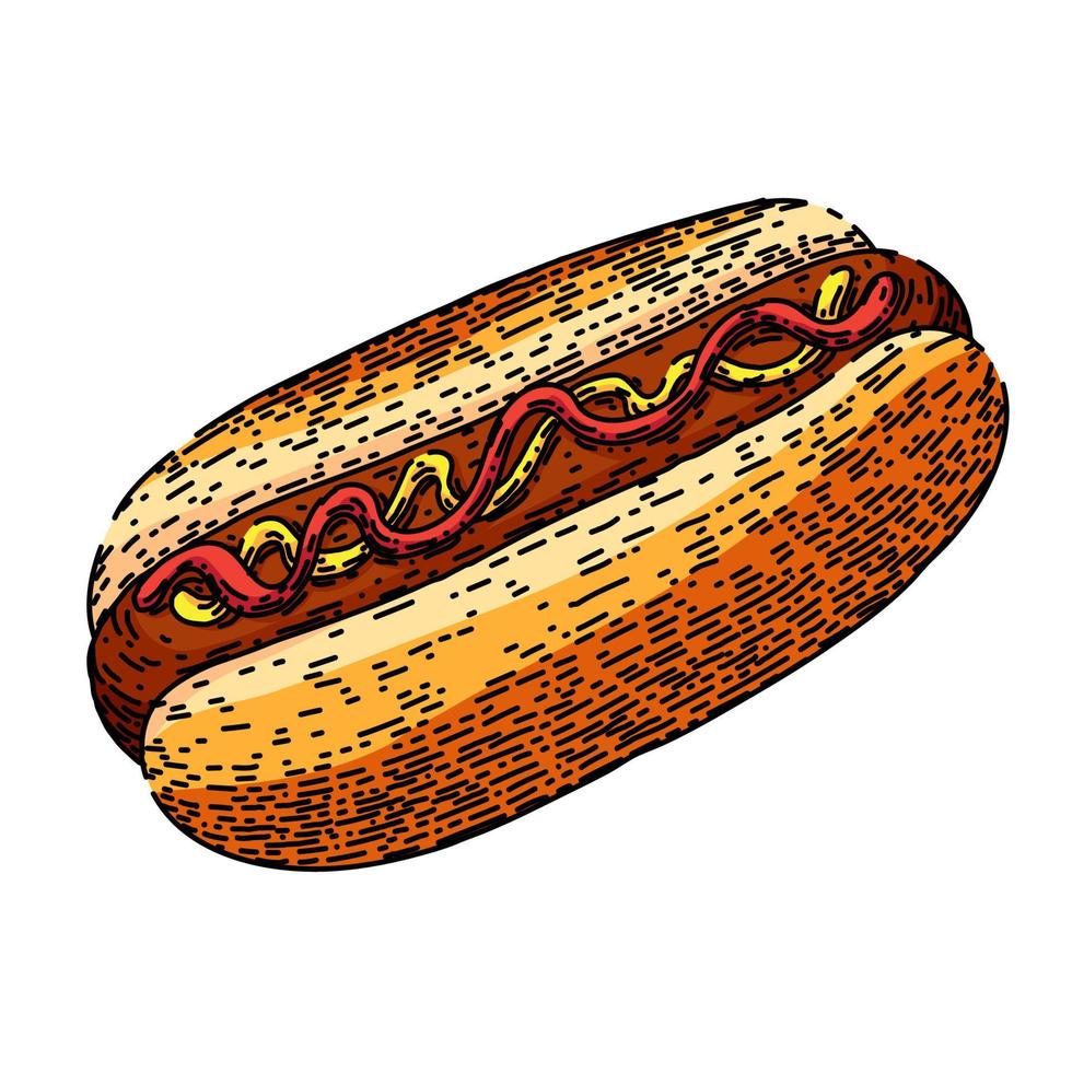Hotdog Würstchen skizzieren Hand gezeichnet Vektor
