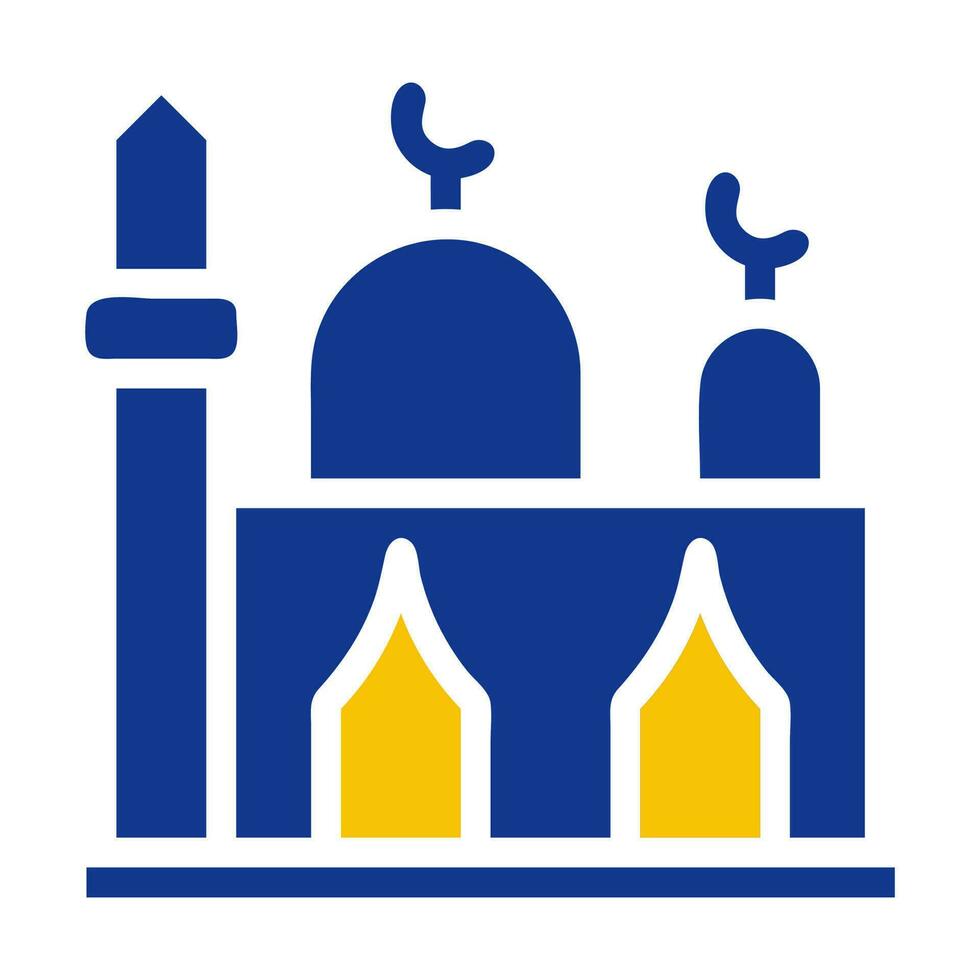 moské ikon fast blå gul Färg ramadan symbol perfekt. vektor