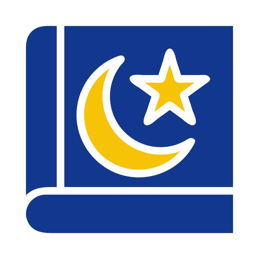 quran ikon fast blå gul Färg ramadan symbol perfekt. vektor