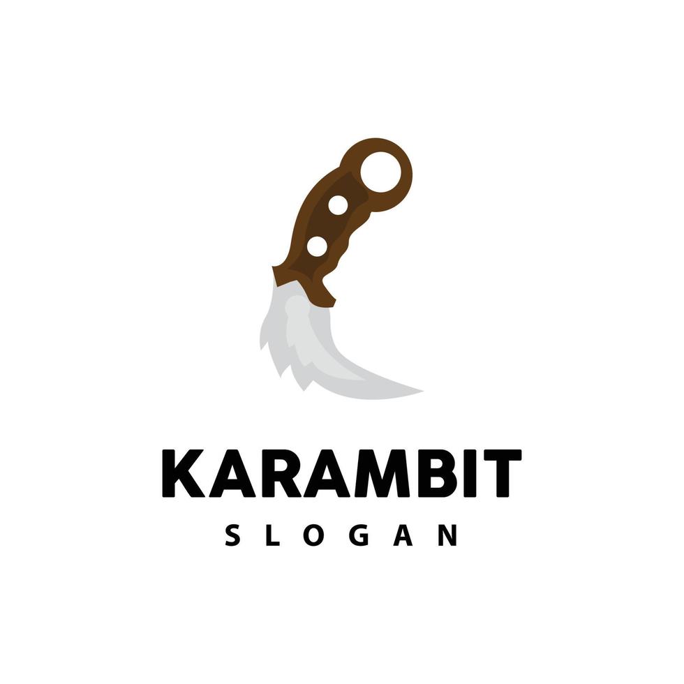 kerambit Logo, Indonesien Kampf Waffe Vektor, Ninja Kampf Werkzeug einfach Design, Vorlage Illustration Symbol Symbol vektor