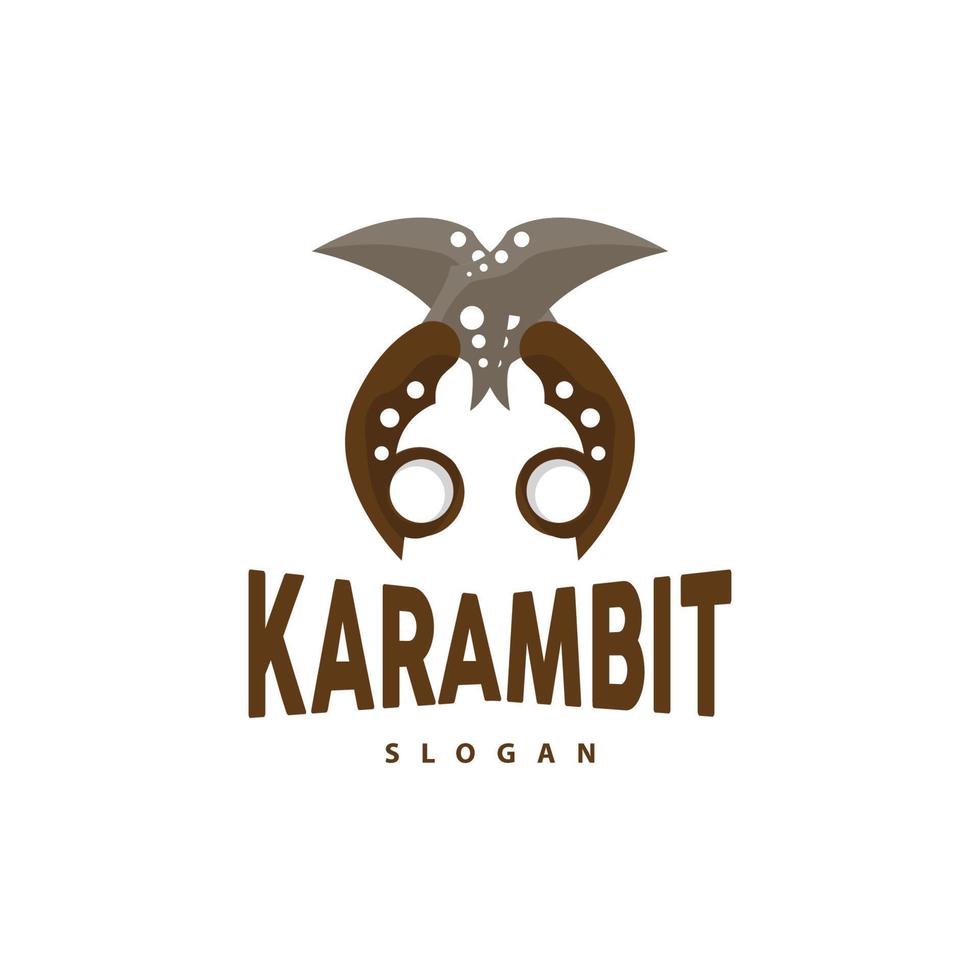 kerambit Logo, Indonesien Kampf Waffe Vektor, Ninja Kampf Werkzeug einfach Design, Vorlage Illustration Symbol Symbol vektor