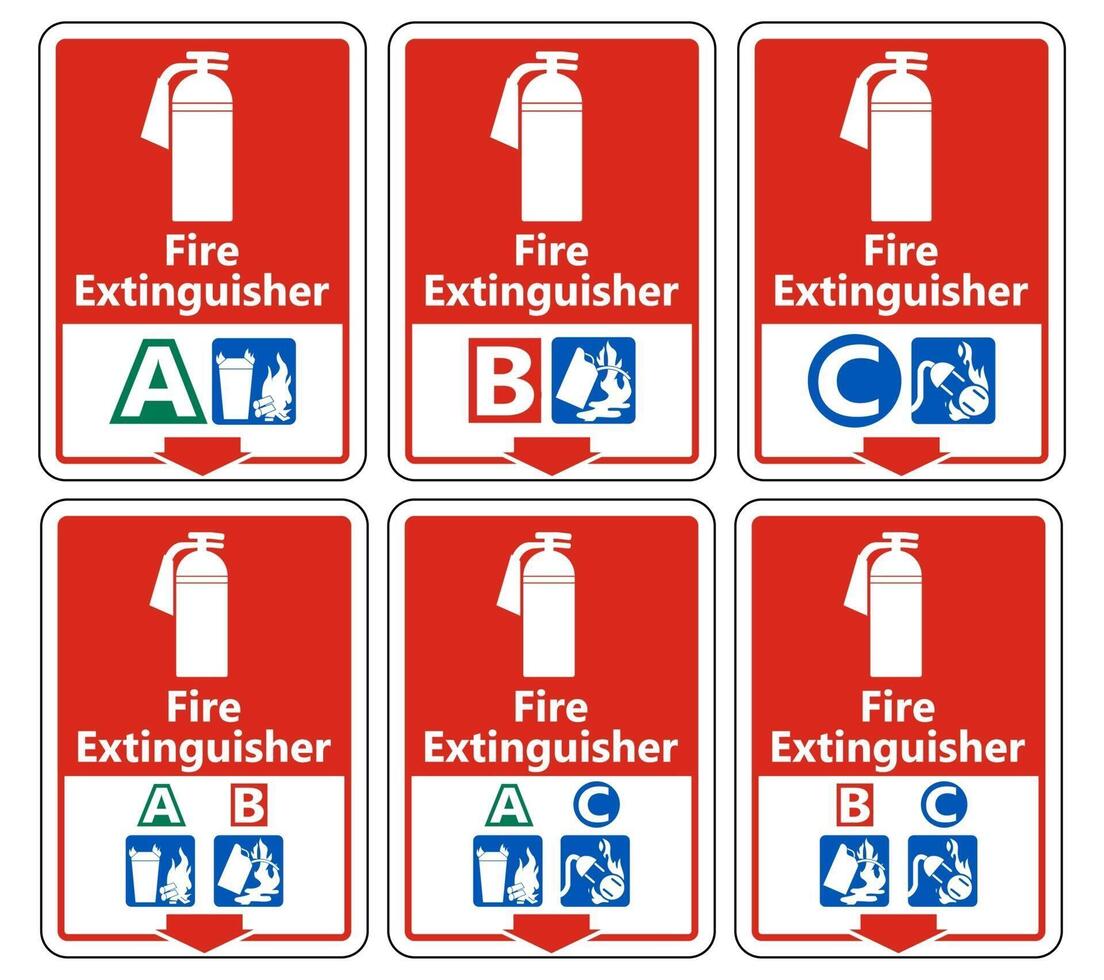 symbol brandsläckare abc tecken på vit bakgrund vektor