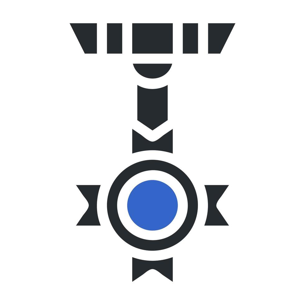 Medaille Symbol solide grau Blau Farbe Militär- Symbol perfekt. vektor
