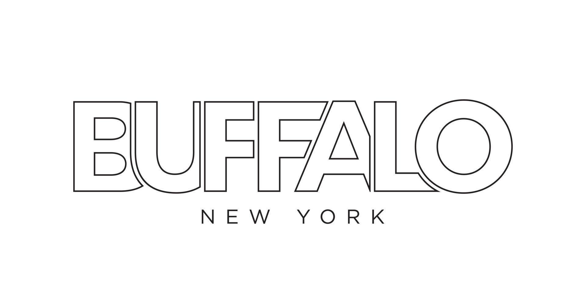 Büffel, Neu York, USA Typografie Slogan Design. Amerika Logo mit Grafik Stadt Beschriftung zum drucken und Netz. vektor