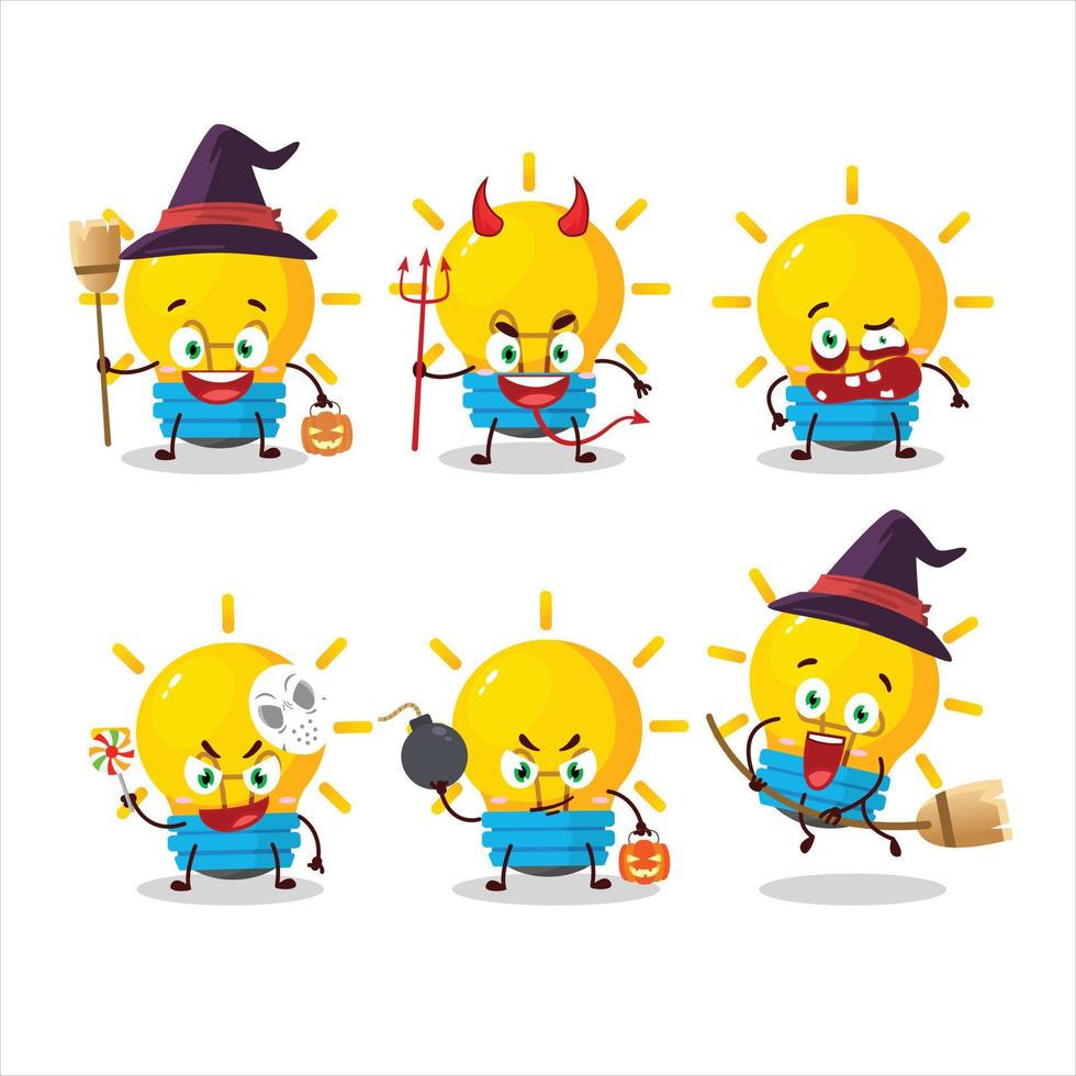 Halloween Ausdruck Emoticons mit Karikatur Charakter von Lampe Ideen vektor