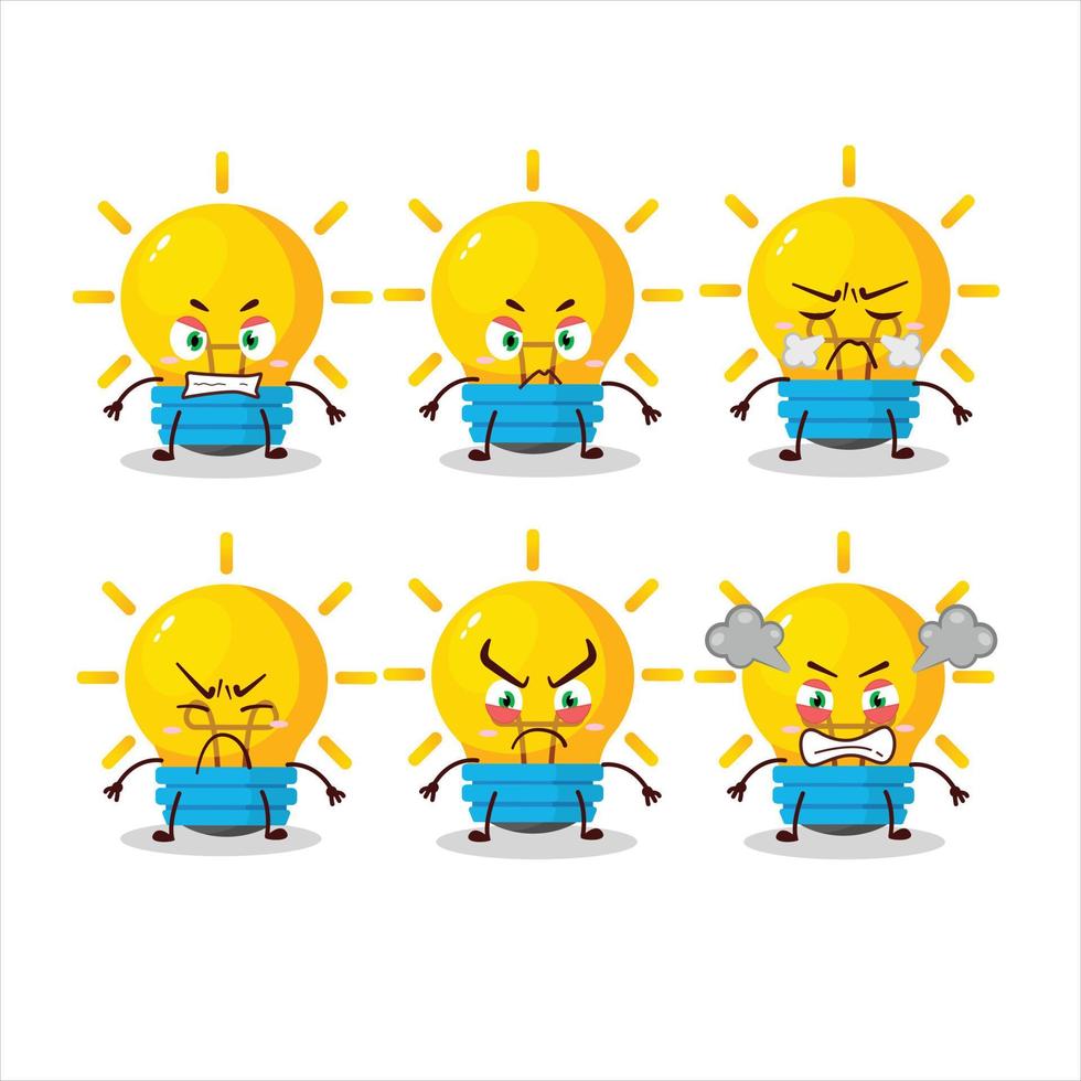lampa idéer tecknad serie karaktär med olika arg uttryck vektor