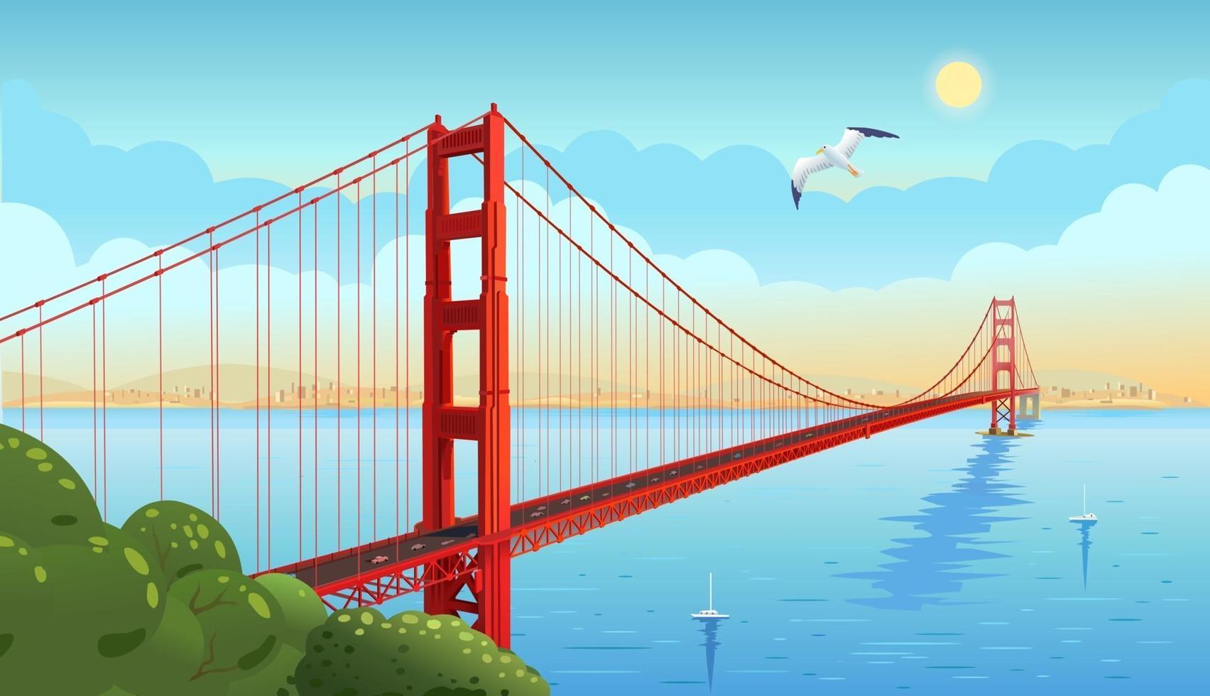 goldene Torbrücke über die Meerenge. San Francisco. Vektorillustration vektor