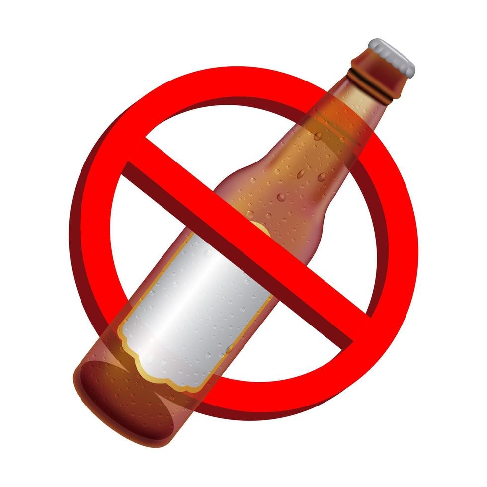 Verbotsschilder mit Alkohol Bierflasche vektor