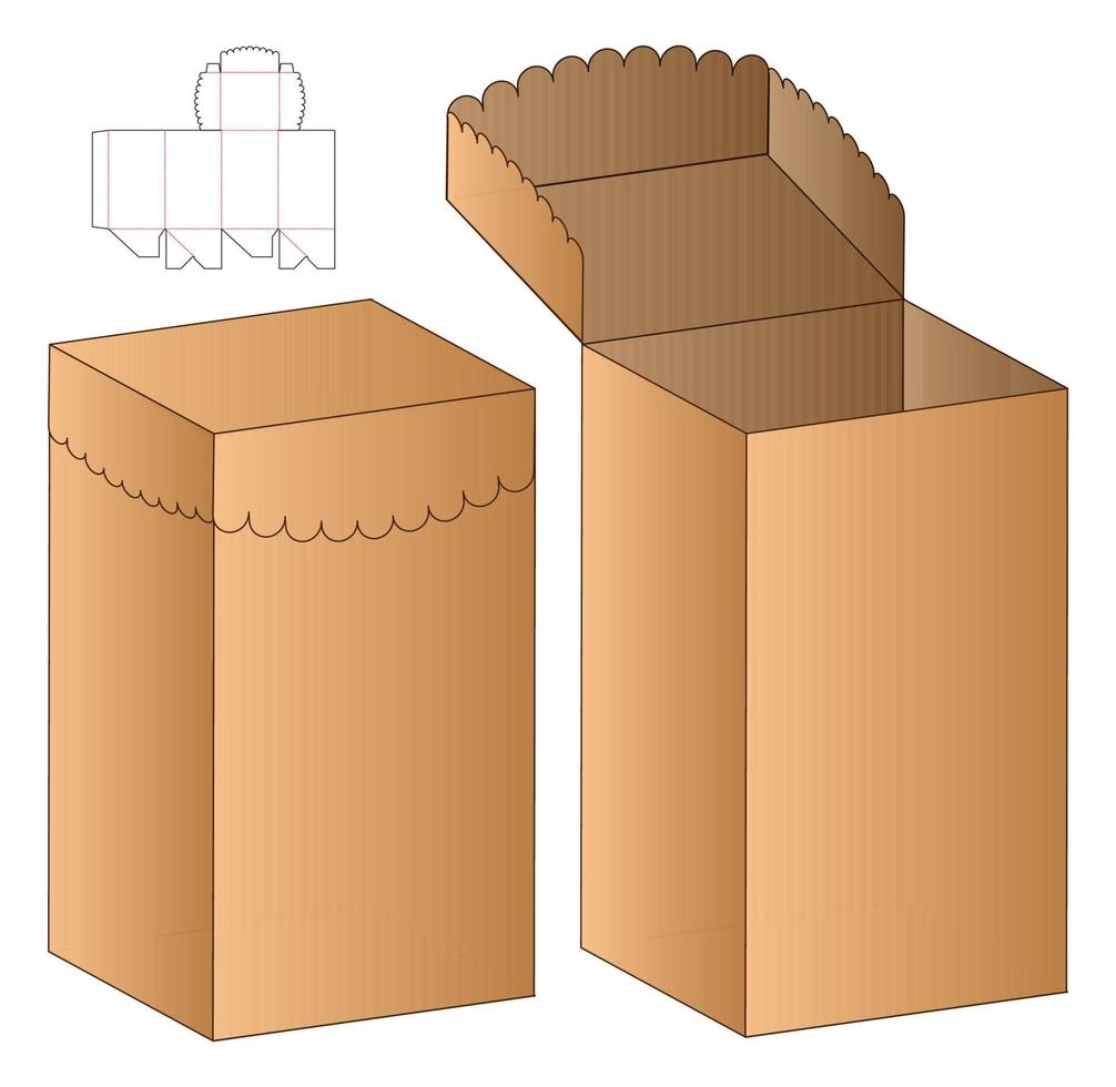 Box Verpackung gestanzte Vorlage Design. 3D-Modell vektor