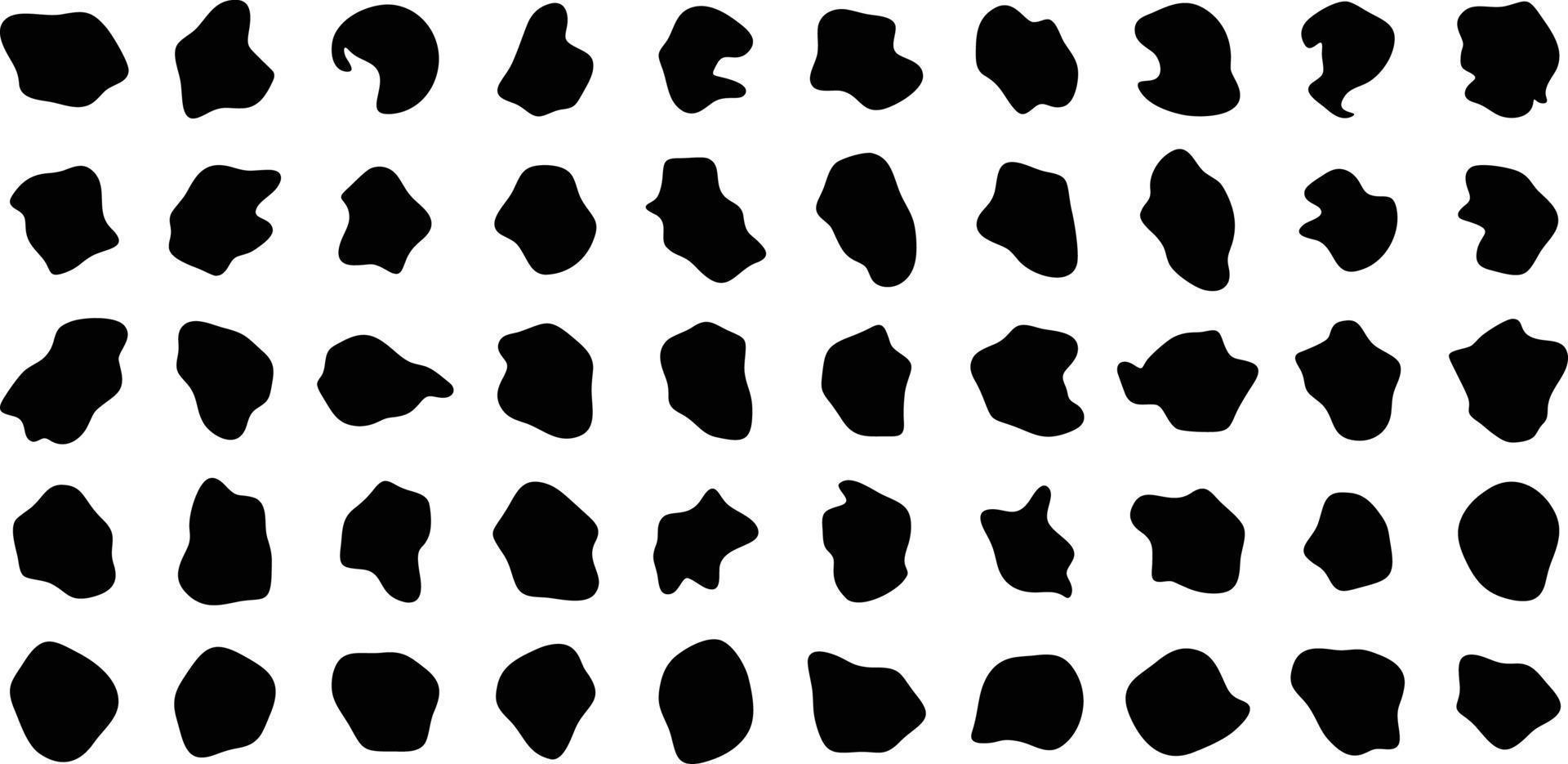Hand gezeichnet organisch Formen Flüssigkeit und Flüssigkeit gestalten schwarz Symbol einstellen 50 vektor