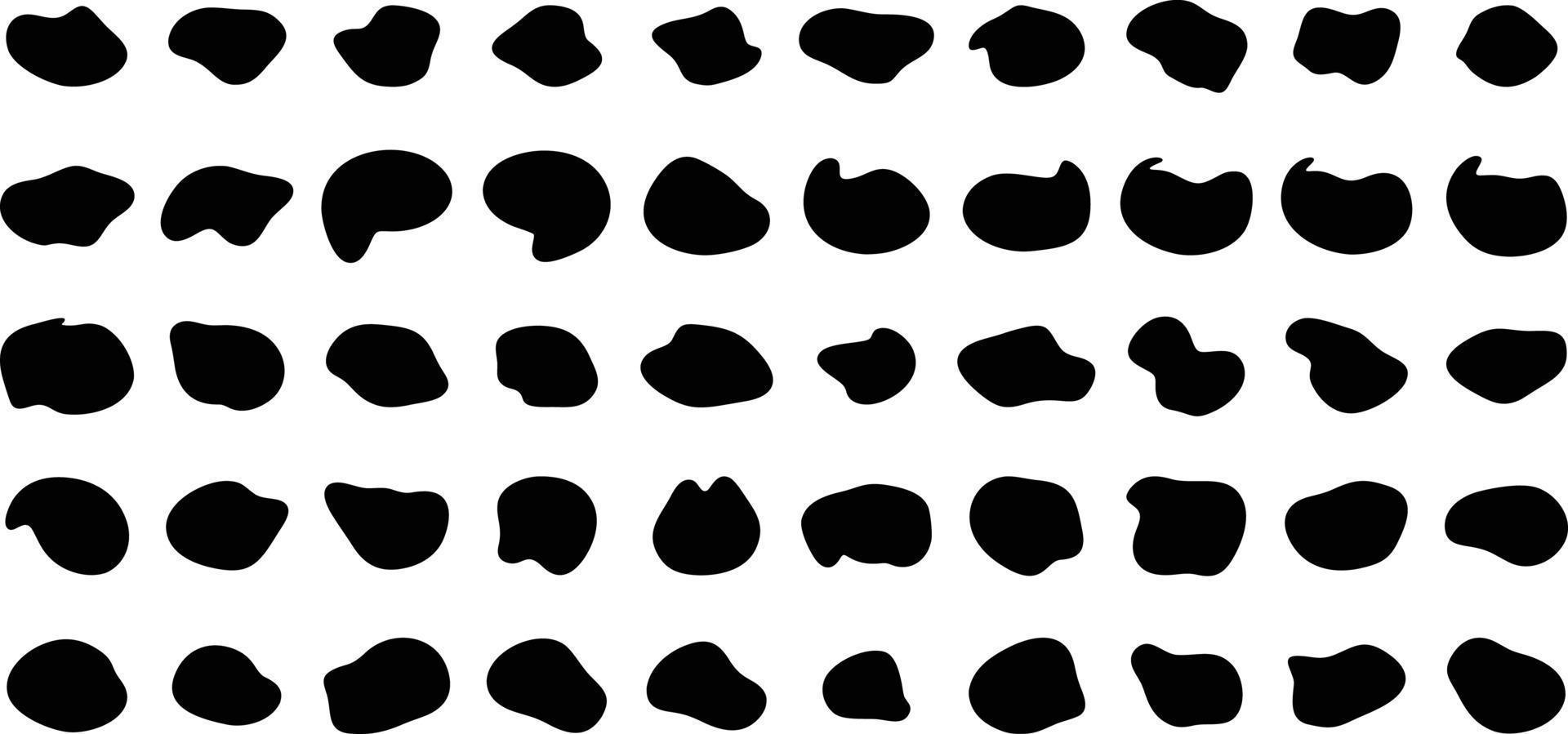 Hand gezeichnet organisch Formen Flüssigkeit und Flüssigkeit gestalten schwarz Symbol einstellen 50 vektor