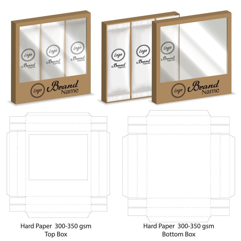 Box Verpackung gestanzte Vorlage Design. 3D-Modell vektor