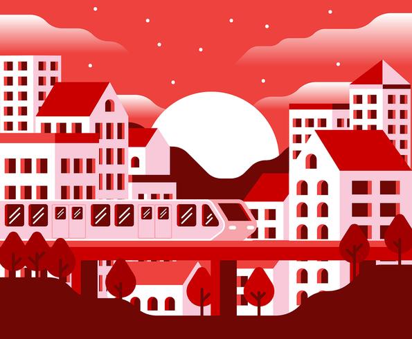 stadsbild solnedgång illustration vektor