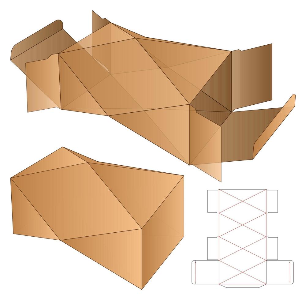 Box Verpackung gestanzte Vorlage Design. 3D-Modell vektor