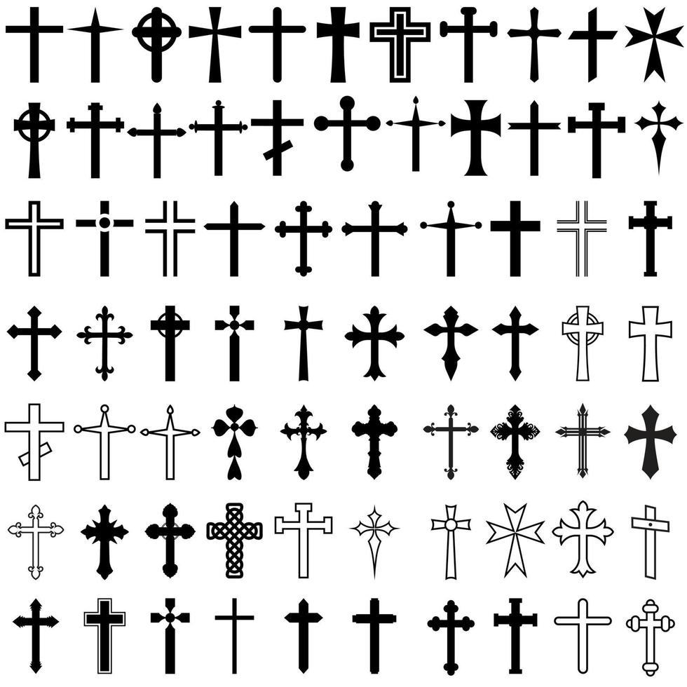 Kreuz Symbol Vektor Satz. Religion Illustration Zeichen Sammlung. Kirche Symbol. Jesus Logo.