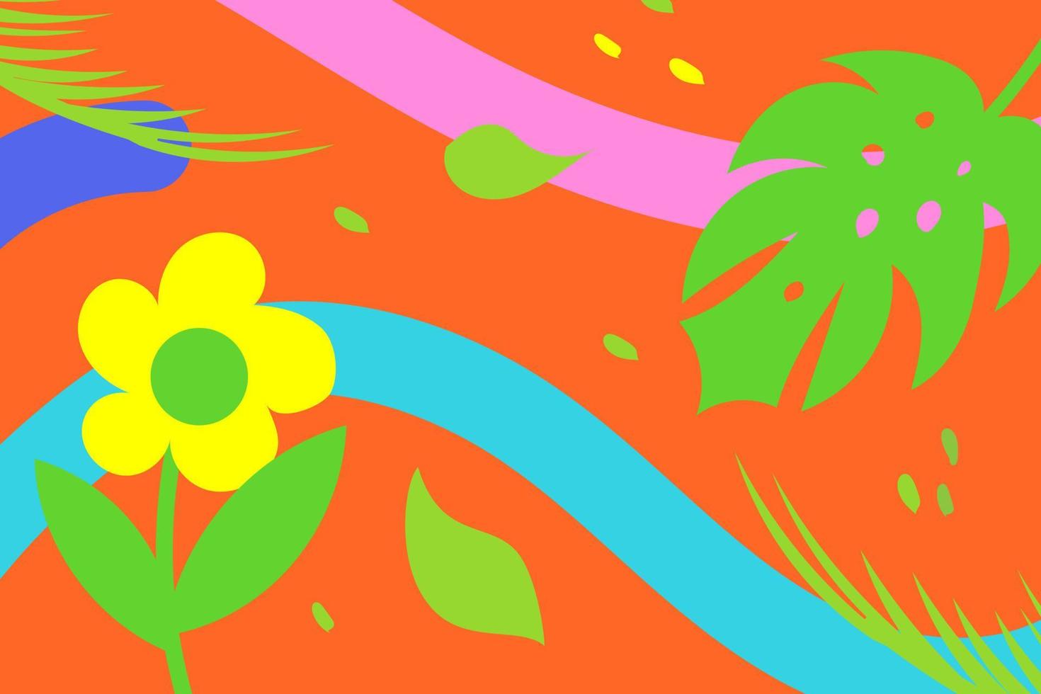 växt och blomma, natur, botanik mönster med ljus färger bakgrund. platt design illustration vektor eps10