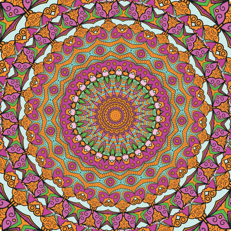 ein bunt Mandala mit ein Muster von Herzen Hintergrund vektor