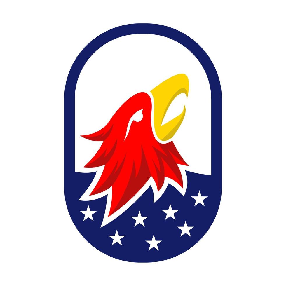 amerikanisch Adler Illustration. Vektor Design mit ein Adler Kopf und amerikanisch Flagge. geeignet zum Logo, oder Illustration mit Amerika und Adler Vogel Themen.