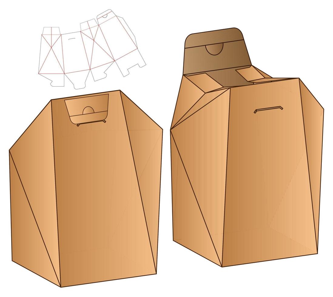 Box Verpackung gestanzte Vorlage Design. 3D-Modell vektor