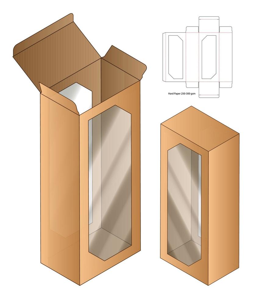 Box Verpackung gestanzte Vorlage Design. 3D-Modell vektor