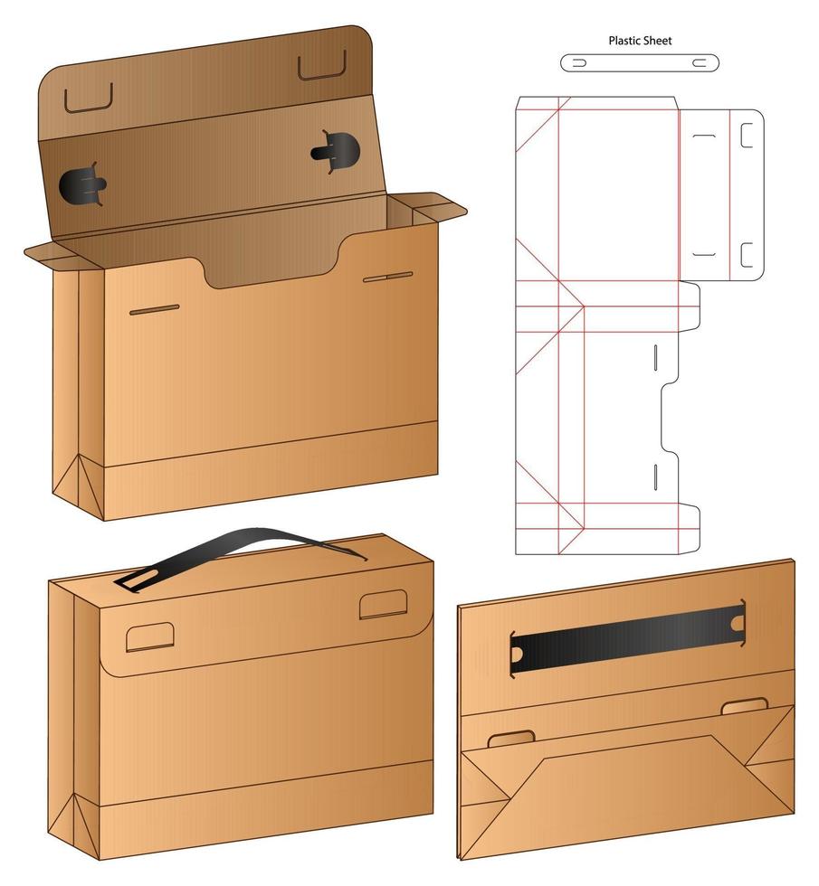 Box Verpackung gestanzte Vorlage Design. 3D-Modell vektor