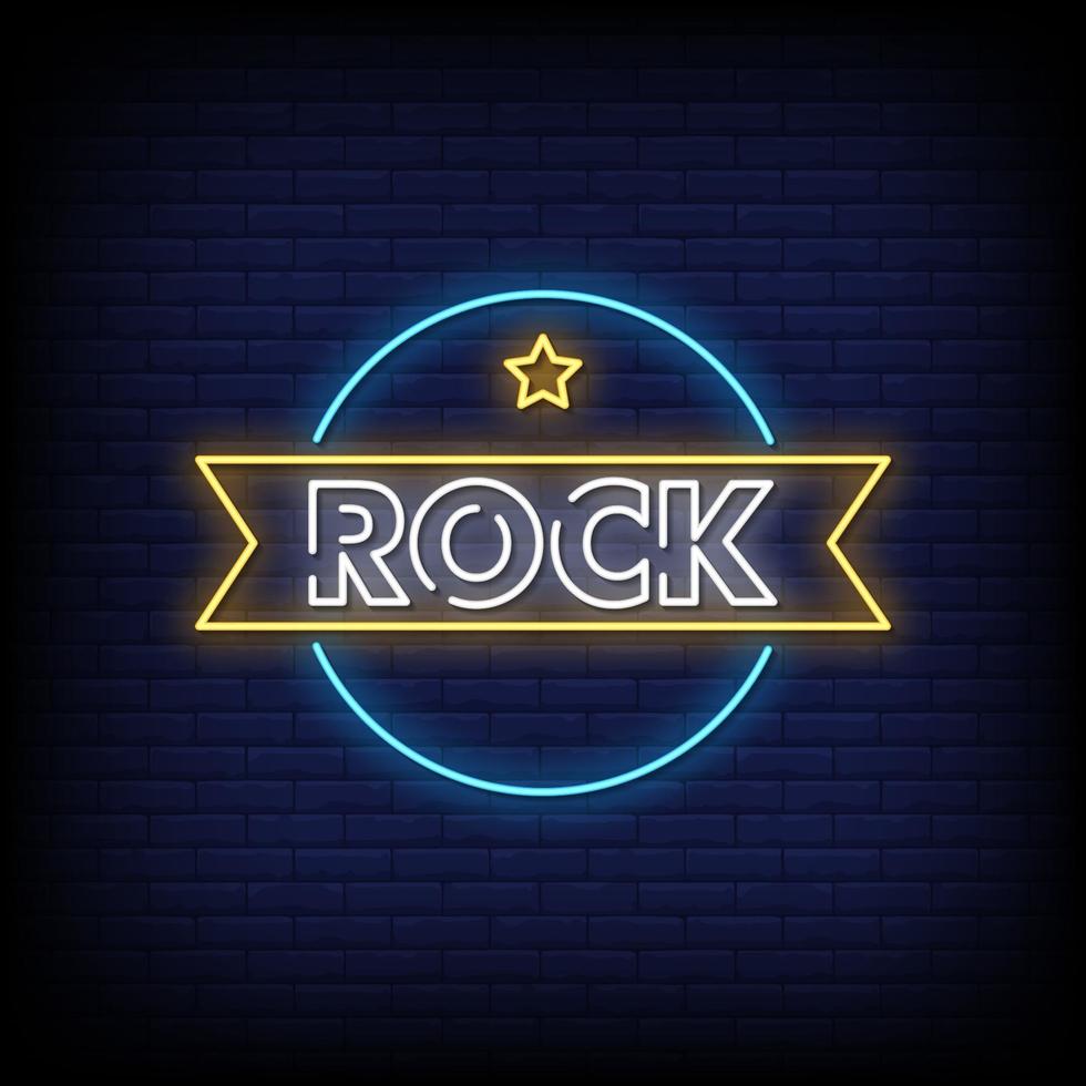 Rock Neon Zeichen Stil Text Vektor