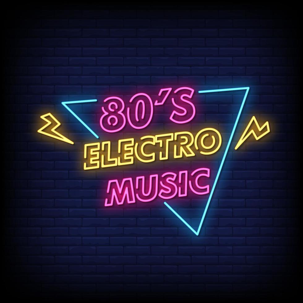 electro musik neonskyltar stil text vektor