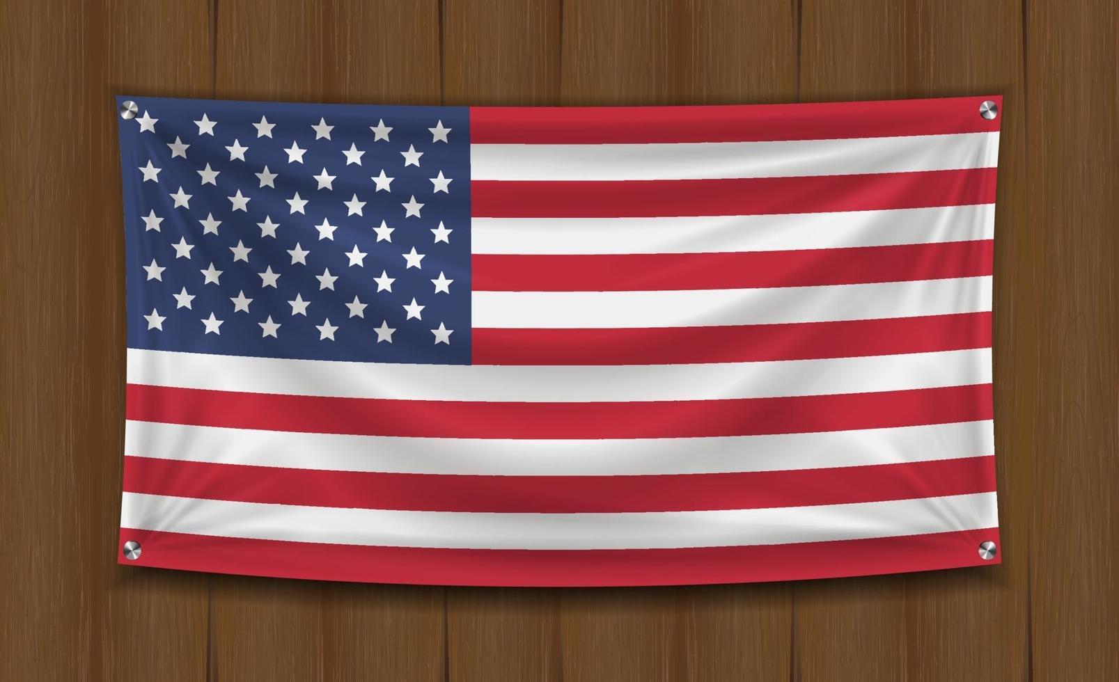 echte Amerika-Flagge auf Wandholzbrett vektor