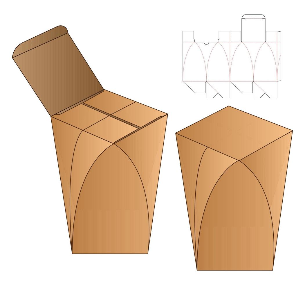 Box Verpackung gestanzte Vorlage Design. 3D-Modell vektor