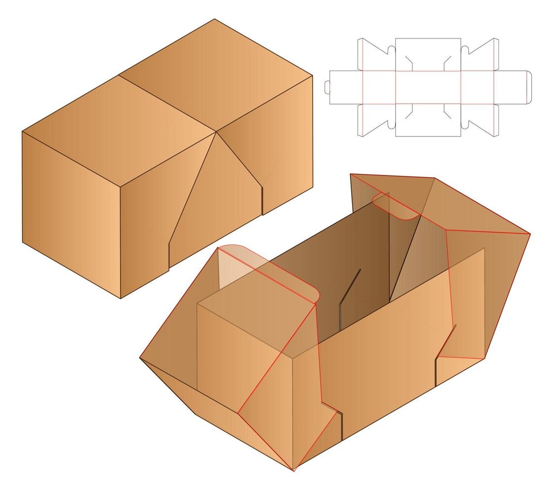 låda förpackning stansad mall design. 3d mock-up vektor