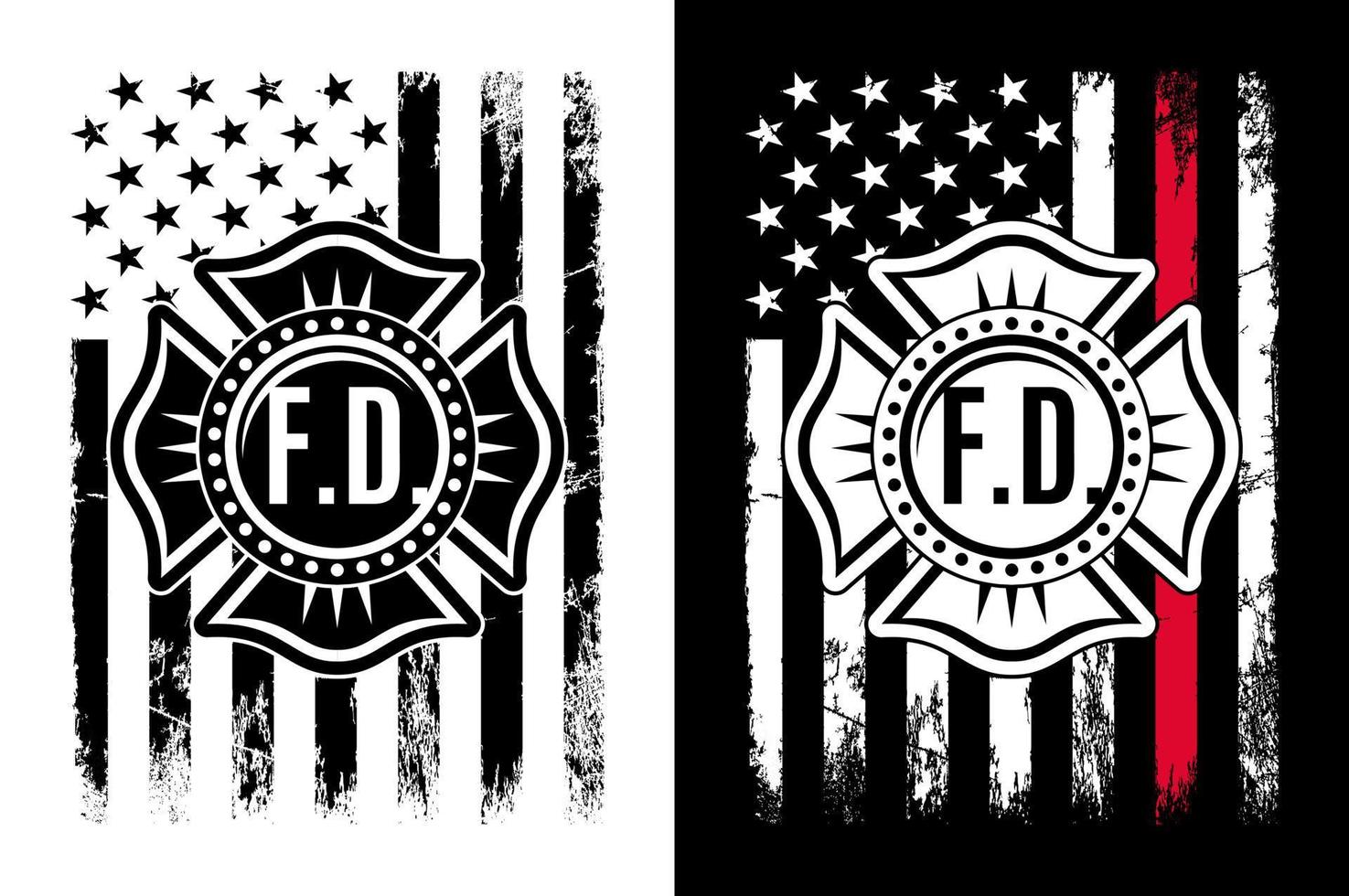 amerikanisch Feuerwehrmann T-Shirt Design Profi Vektor