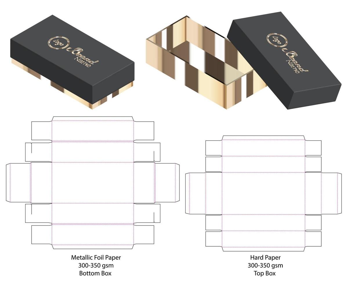 låda förpackning stansad mall design. 3d mock-up vektor