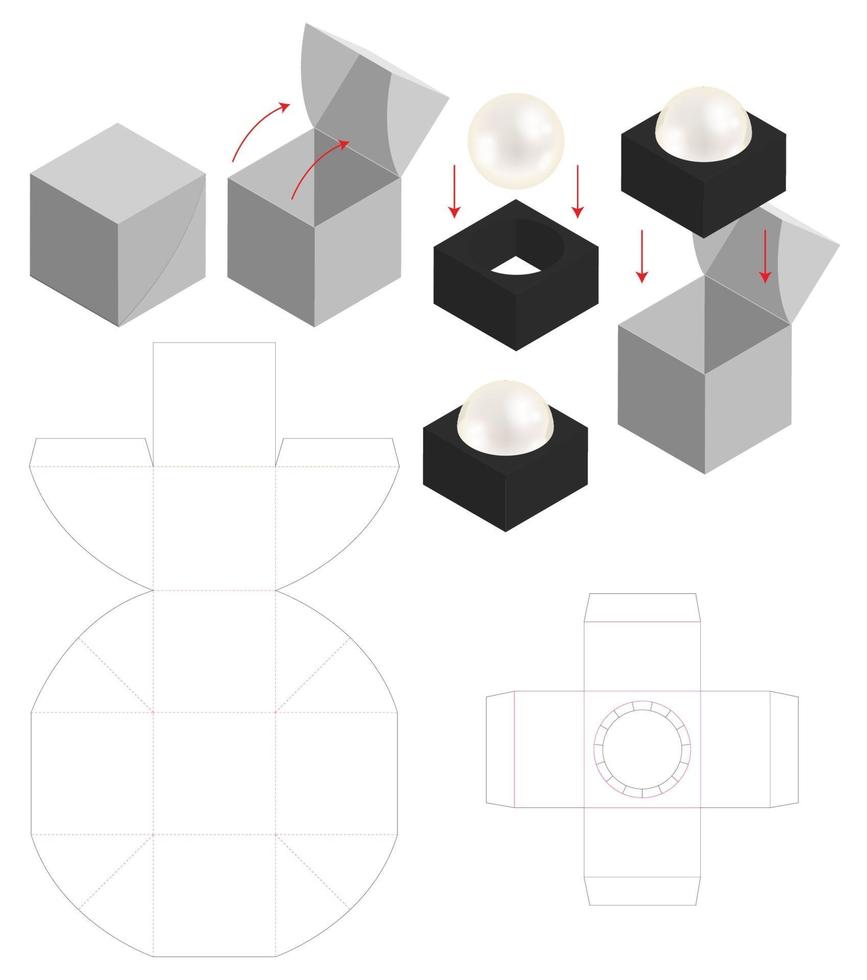 Box Verpackung gestanzte Vorlage Design. 3D-Modell vektor