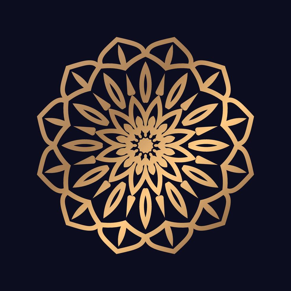 guld lutning av mandala konst på svart isolerat design vektor